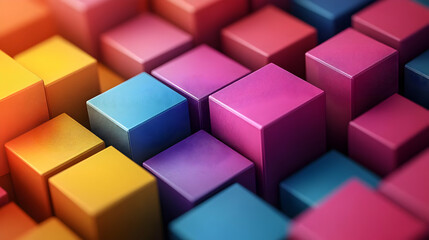 Obraz premium Vibrant Abstract Composition of Colorful Cubes: A 3D Geometric Pattern