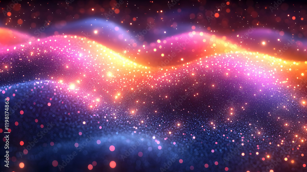 Aufkleber vibrant abstract background with glowing particles and dynamic wave pattern