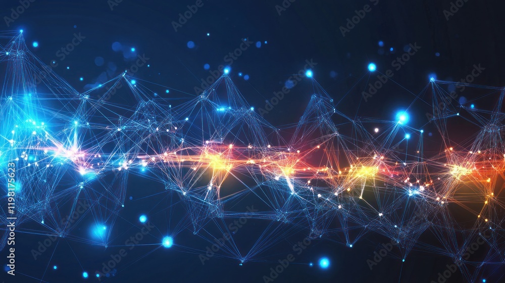 Aufkleber abstract network connection: digital data flow visualization