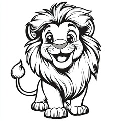 Obraz premium Adorable Lion Cub: A Charming Black and White Illustration