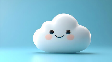 Smiling Cloud 3D Render Illustration