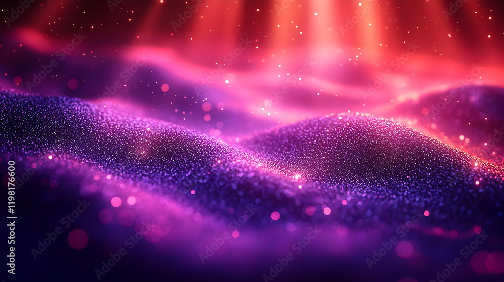 Poster vibrant abstract background with glowing particles and dynamic waves
