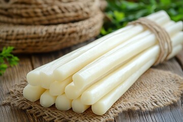 Cheese sticks on wood local term dil peyniri