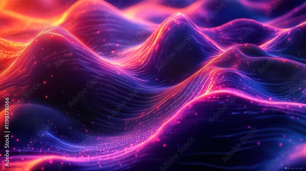 Aufkleber vibrant abstract wave background with glowing particles and dynamic light effects