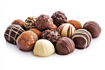 Chocolate truffles on a white backdrop