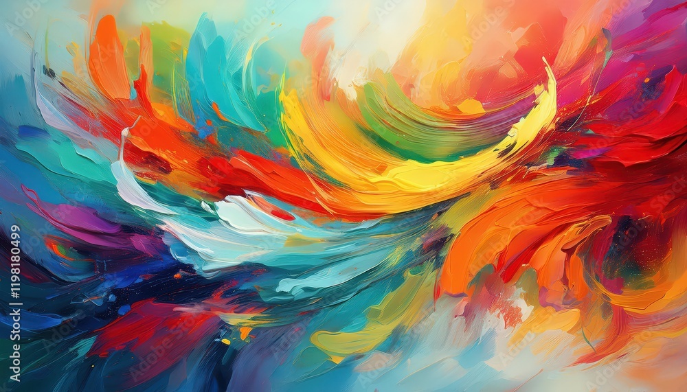 Aufkleber vibrant abstract artwork expressive paint strokes create a captivating design, dancing across the ca