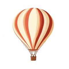 Fototapeta premium Red and beige striped hot air balloon isolated on white background.