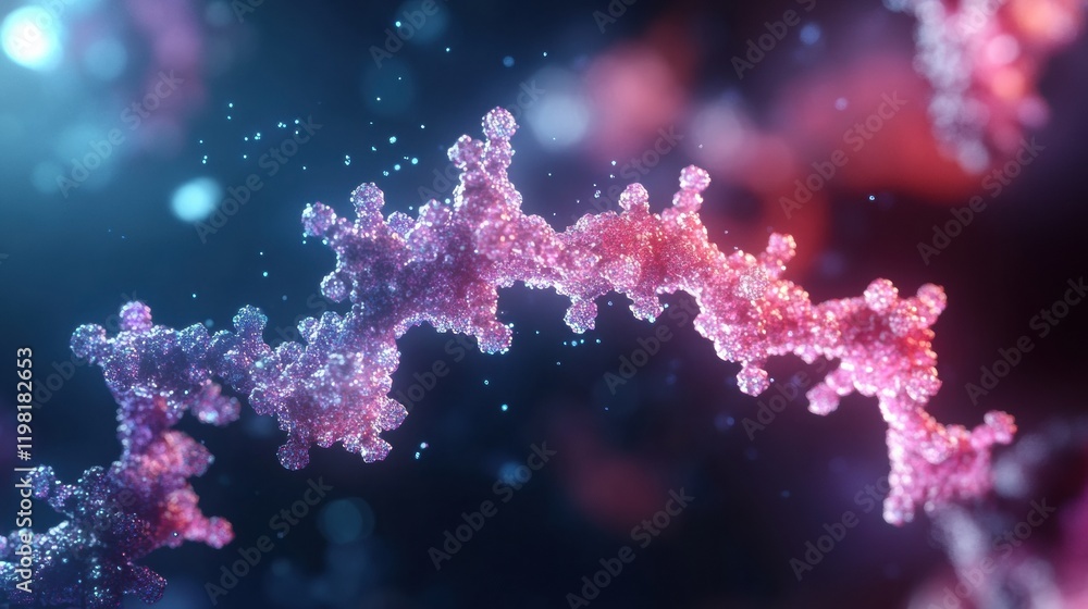 Leinwandbilder molecular rna chain surrounded by various types of viruses in a colorful microscopic view. generativ