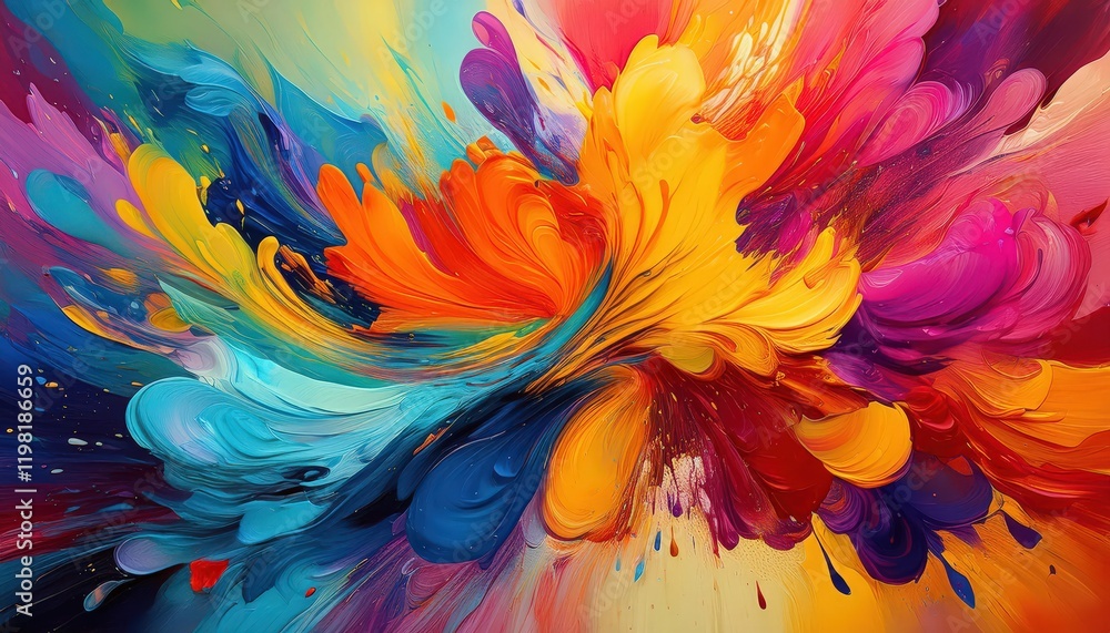Aufkleber vibrant abstract paint splash on canvas striking generative ai artwork created at3 on