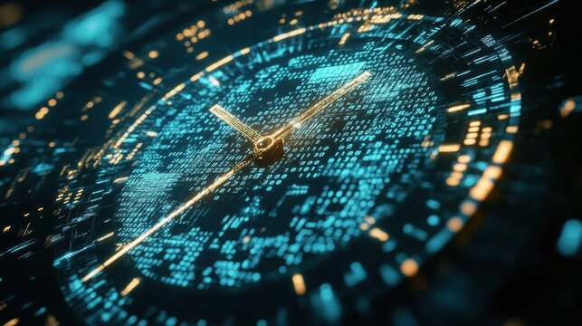 Digital Clock with Binary Code: Time Flies in the Digital Age - Powered by Adobe