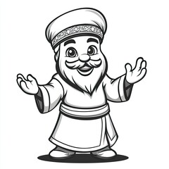 Obraz premium Cartoon Rabbi Illustration: A Symbol of Jewish Culture and Spirituality