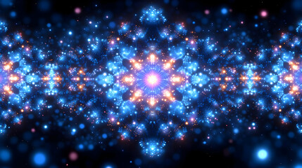 Obraz premium Vibrant Blue and Gold Abstract Light Pattern with Sparkling Particles