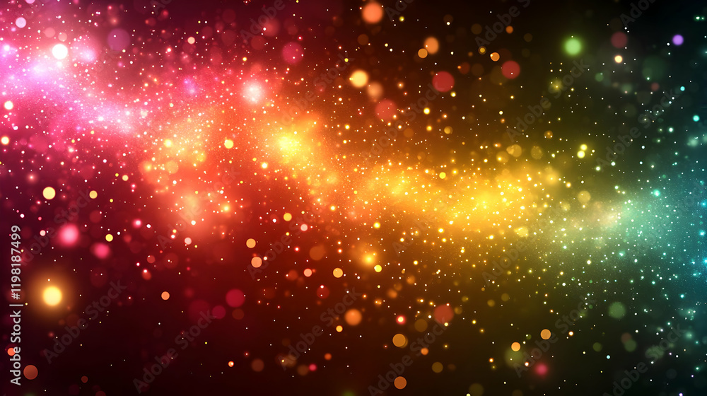 Poster vibrant abstract background with colorful glittering lights and dynamic movement