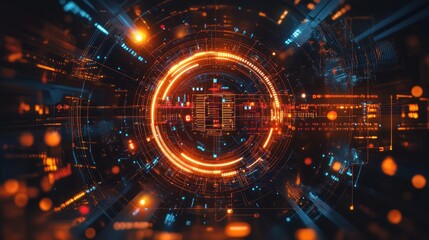 Obraz premium Abstract Digital Interface: Futuristic Technology Visualization