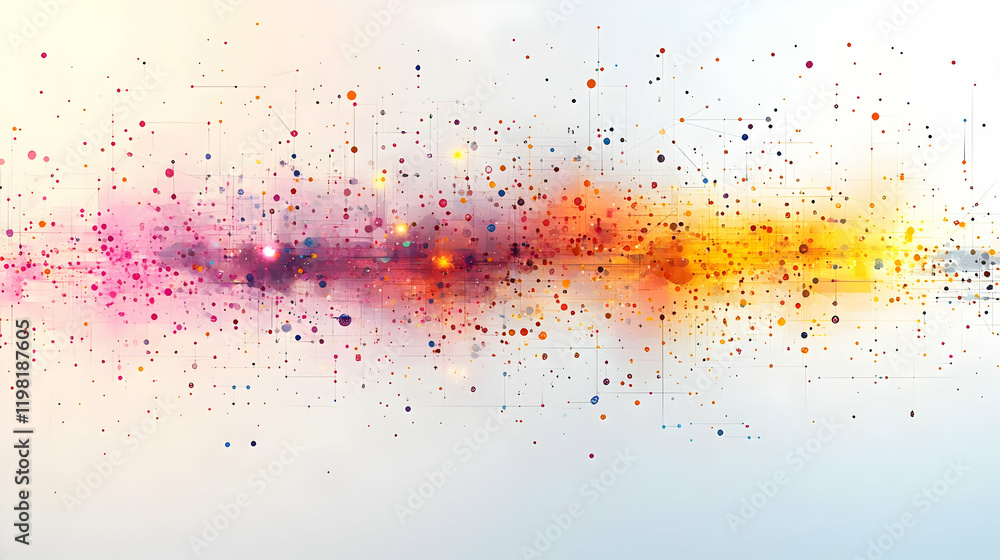 Poster vibrant abstract background with colorful light particles and dynamic motion. ethereal energy and co