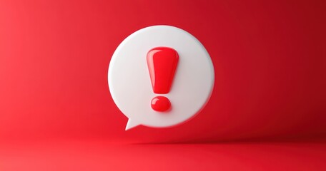 Red exclamation mark notification bubble icon with alert sign for chat message reminder important urgent warning caution notice
