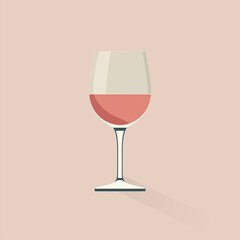 Rose wine glass on pastel background