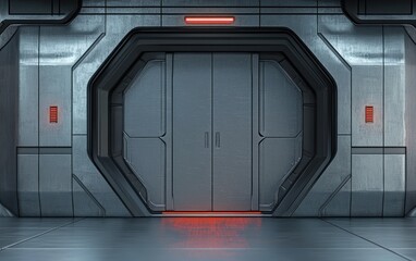 Futuristic Metallic Door Sci-Fi Environment