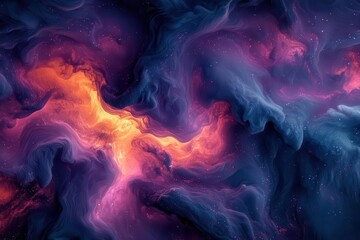 Fototapeta premium abstract fluid art background with swirling vibrant colors, iridescent purple and teal gradients, ethereal smoke-like patterns, high resolution digital art