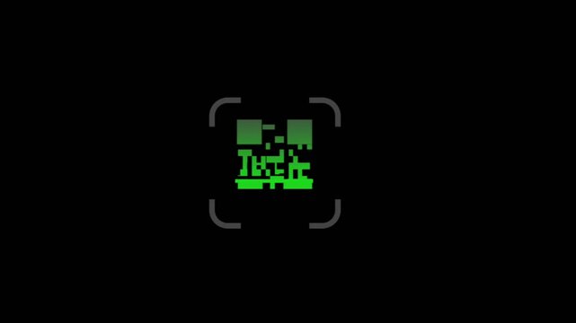 QR code scanning concept. Scanner icon animation isolated on black color background. Suitable for transaction application, payment and authentication. Motion graphics.