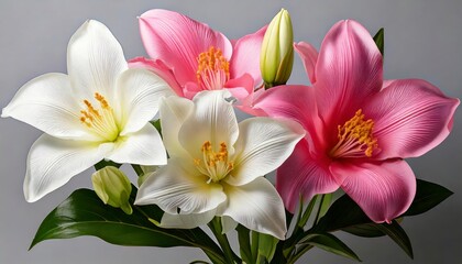 Captivating floral arrangement of pink and white lilies indoor setting photography artistic display