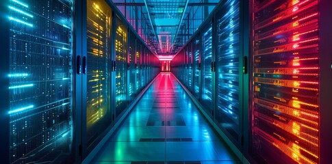 Ramadan Reflections: Servers Glow with Digital Lights, Celebrating Spiritual Renewal and Technological Advancement in the Holy Month, Bringing the Community Closer Through Innovation.