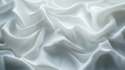 Obraz premium Draped white silk fabric, soft folds and light shadows. Ideal for backgrounds, fashion, or luxury product advertising.