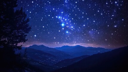 Fototapeta premium A dreamy starry night sky with twinkling stars and a soft glow, inspiring wonder.