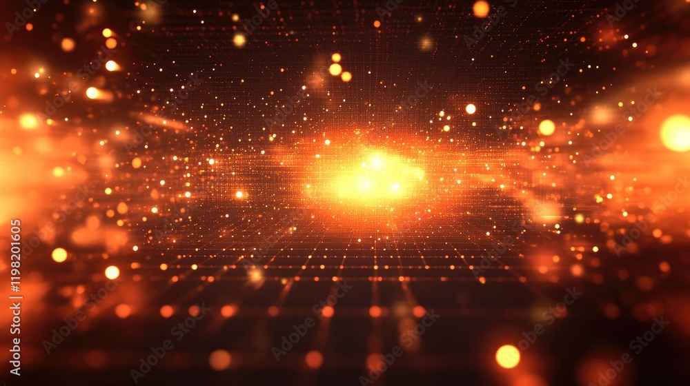Aufkleber a high-tech electronic background with pixelated effects and glowing particles, perfect for text or 