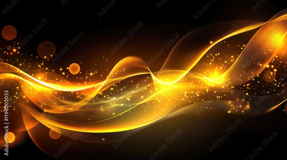 Poster a modern electronic background with glowing circles and flowing lines, ideal for custom branding or 