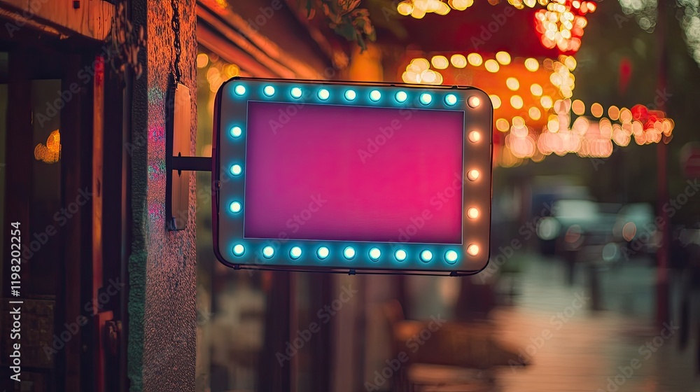 Fototapete a modern led custom sign with multiple lights, waiting for a personalized design or text to be added