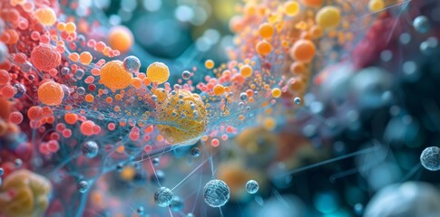 Ramadan Reflection: Colorful Spheres Interconnected, Symbolize Spiritual Growth and Community Bonds During the Holy Month, Fostering Hope and Peace Globally. Ramadan Kareem!