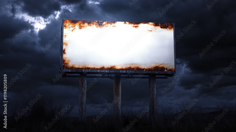 Poster led illuminated custom sign in a dark setting, offering blank space for digital content.
