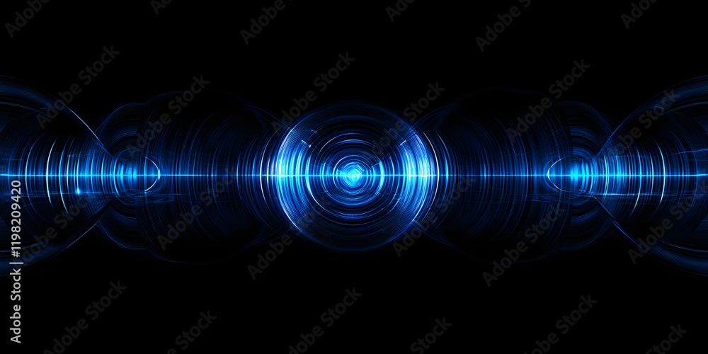 Canvas Prints abstract background with blue light needles and energy circles on a black background. technological 