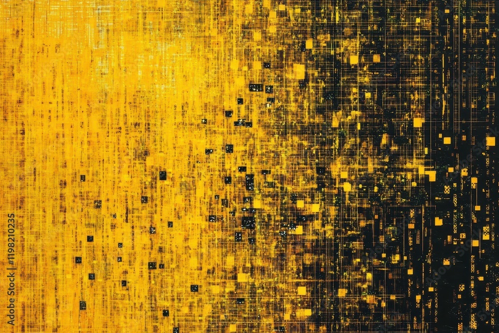 Poster abstract gold and black digital texture; grid pattern ideal for tech backgrounds. perfect for websit