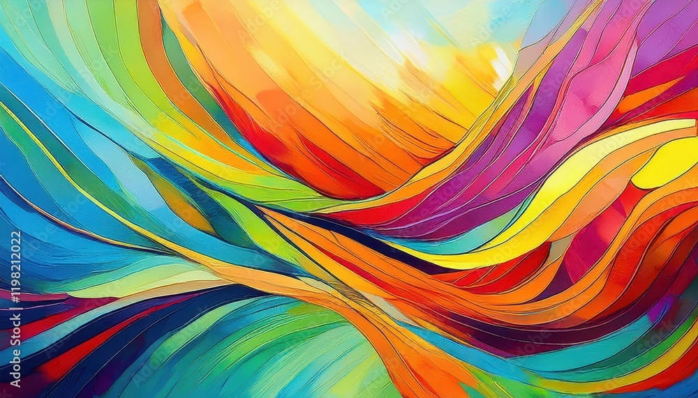 Poster vibrant abstract art panorama colorful handdrawn textured backdrop with a kaleidoscope of hues and v