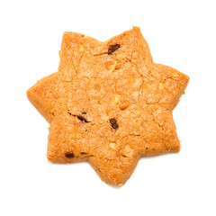 Cinnamon and chocolate chip cookies, seven point star shape, isolated on White background 