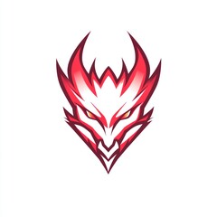 Stylized red face icon on white background for a logo or mascot