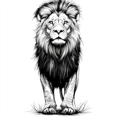 Majestic Lion: A Powerful Black and White Portrait of a King of the Jungle