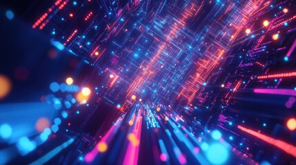 Neon Grid: A Digital Matrix of Light and Color