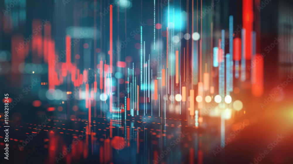 Poster digital abstract background with colorful data visualization and graphs