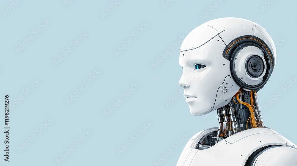 Aufkleber futuristic humanoid robot with intricate mechanical design and features