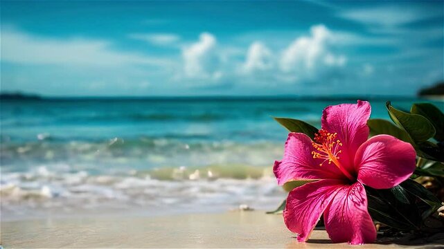 Exotic flower on the beach