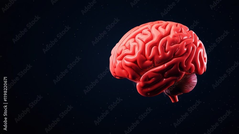 Aufkleber realistic 3d rendering of a human brain on dark background