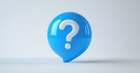 3D Blue Question Mark Icon Sign for FAQ, Help, Solution, Information and Support Illustration on White Background