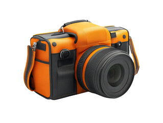 Orange Camera Bag with Antishock Protection on Transparent Background
