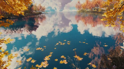 Autumn Reflections in a Calm Lake