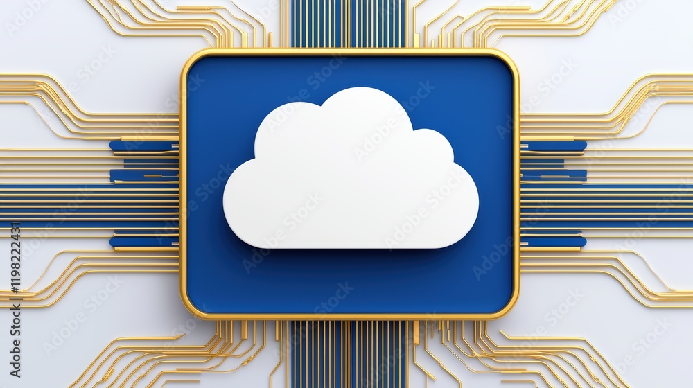 Poster abstract cloud computing concept with circuit board design background