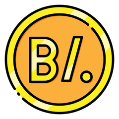 Panama Balboa Currency Symbol Filled Icon