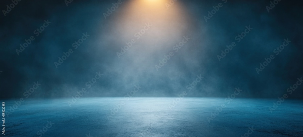 Poster dark blue gradient background with spotlight for empty stage scene and abstract studio room display